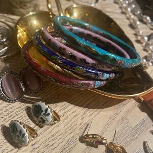 Vintage cloisonne Bracelet Set - Multicolor And fantasy jewelry bundle